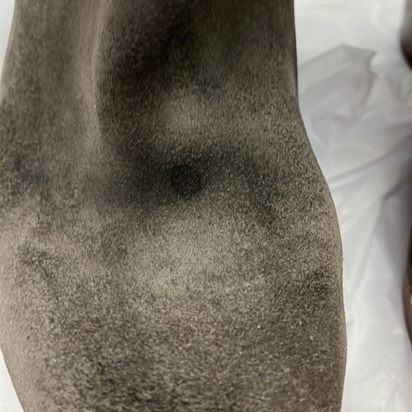 UGG Lynnea Shearling Studded Boots, Charcoal gray suede, wooden heels - Picture 4 of 12